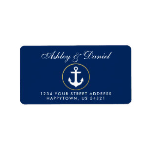Nautical Anchor Blue Wedding Address Label