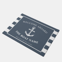 Nautical Anchor Boat & Captain Name Slate Stripes