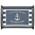 Nautical Anchor Boat & Captain Name Slate | White