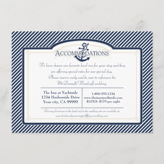 Nautical Anchor Boat Diagonal Stripes Swirl Modern Enclosure Card (Front)