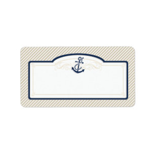 Nautical Anchor Boat Diagonal Stripes Swirl Modern Label