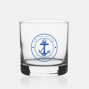 Nautical Anchor Boat Name Blue Boating Custom Whiskey Glass