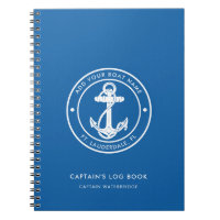 Nautical Anchor Boat Name Blue Captain's Log