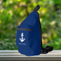 Nautical Anchor Boat Name Blue Custom
