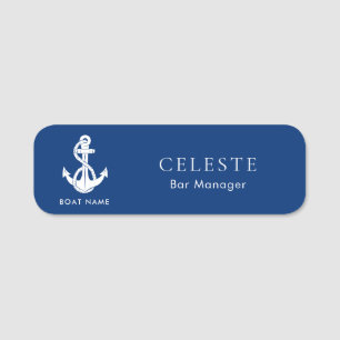 Nautical Anchor Boat Name Blue Magnetic Tag
