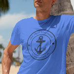 Nautical Anchor Boat Name Boating Custom<br><div class="desc">Add your boat or captain's name and location by clicking the "Personalise" button above. Set sail in style with our custom nautical-themed boating swag t-shirt, the ultimate companion for your maritime adventures. This tee boasts a cute design inspired by the ocean's wonders, featuring classic maritime motifs such as an anchor...</div>