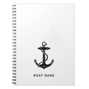 Nautical Anchor Boat Name Captain Custom Notebook