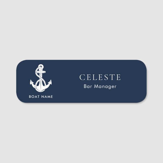 Nautical Anchor Boat Name Crew Tag (Front)