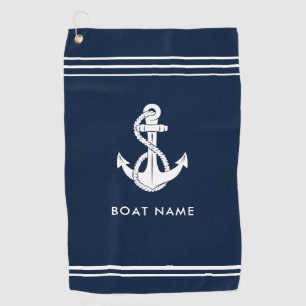 Nautical Anchor Boat Name Custom Golf Towel
