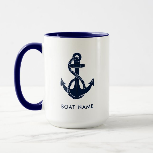 Nautical Anchor Boat Name Custom Mug (Left)
