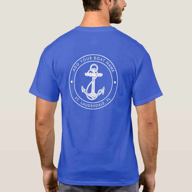 Nautical Anchor Boat Name Family Cruise Custom T-Shirt (Back)