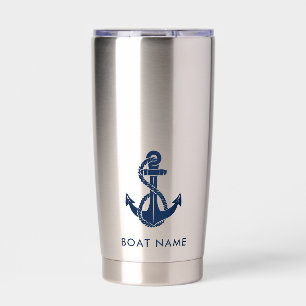 Nautical Anchor Boat Name Minimalist Custom Insulated Tumbler