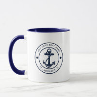 Nautical Anchor Boat Name Navy Blue Custom