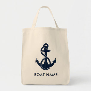 Nautical Anchor Boat Name Rope Custom Tote Bag