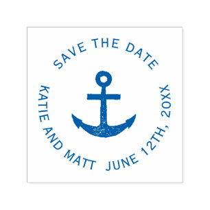 Nautical Anchor Boat Wedding Save the Date Stamp