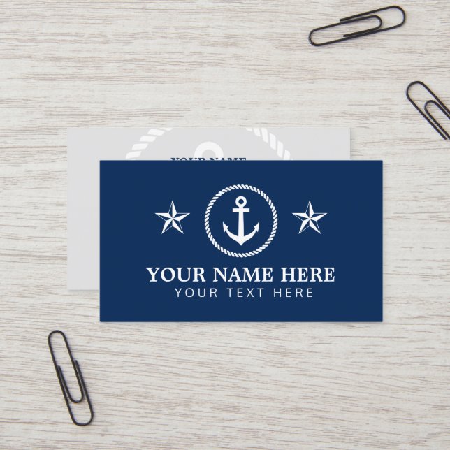 Nautical anchor boating business card template (Front/Back In Situ)
