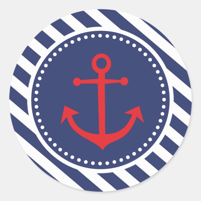 Nautical Anchor Boy Baby Shower Thank You Sticker (Front)