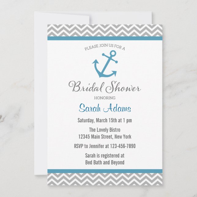 Nautical Anchor Bridal Shower Invitation (Front)