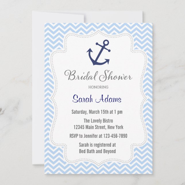 Nautical Anchor Bridal Shower Invitation (Front)