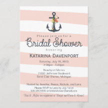 Nautical Anchor Bridal Shower Invitation Pink