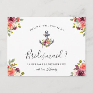 Nautical Anchor Bridesmaid Proposal Postcard