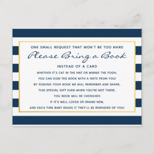 Nautical Anchor Bring a Book Library Baby Shower Invitation Postcard