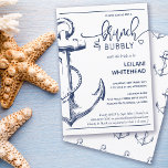 Nautical Anchor Brunch Bubbly Bridal Shower White Invitation<br><div class="desc">Celebrate the bride-to-be with this nautical-inspired bridal shower invitation. This card features a large sketch anchor on the left side with the text to the right.</div>