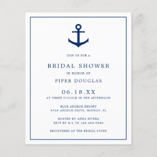 Nautical Anchor Budget Bridal Shower Invitation Flyer