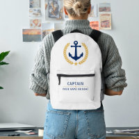 Nautical Anchor Captain Boat Name Gold Laurel Navy