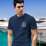 Nautical Anchor Captain Boat Name Gold Laurel Navy T-Shirt<br><div class="desc">A custom designed nautical boat anchor,  gold style laurel leaves and a gold star with Captain rank or other title and Your Personalized Name or Boat Name on a navy blue T-Shirt. Makes a great gift.</div>
