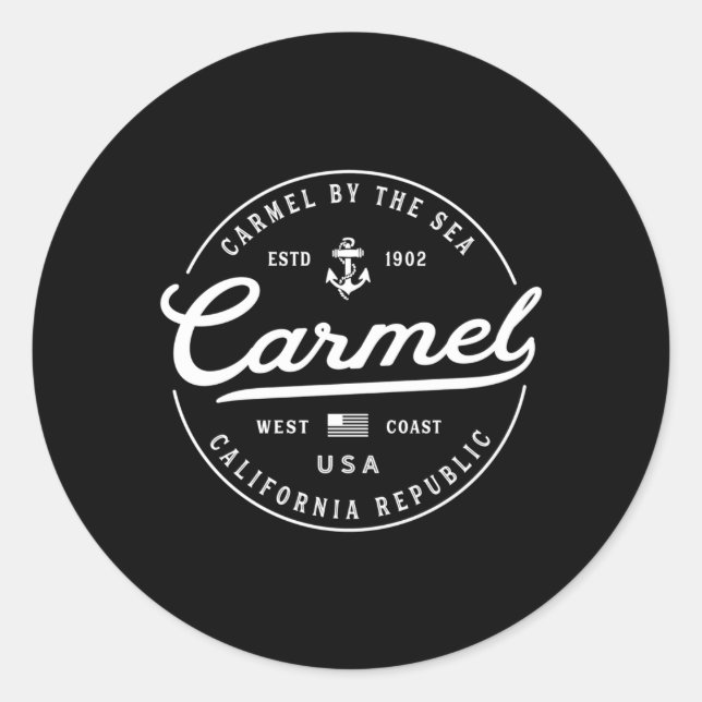 Nautical Anchor Carmel California Travel Vacation Classic Round Sticker (Front)