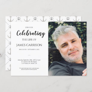 Nautical Anchor Celebration of Life With Photo Invitation