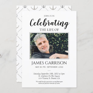 Nautical Anchor Celebration of Life With Photo Invitation