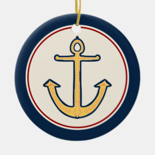 Nautical Anchor Ceramic Tree Decoration