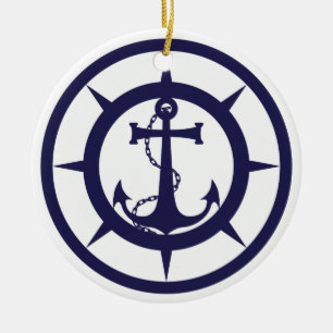 Nautical Anchor Ceramic Tree Decoration
