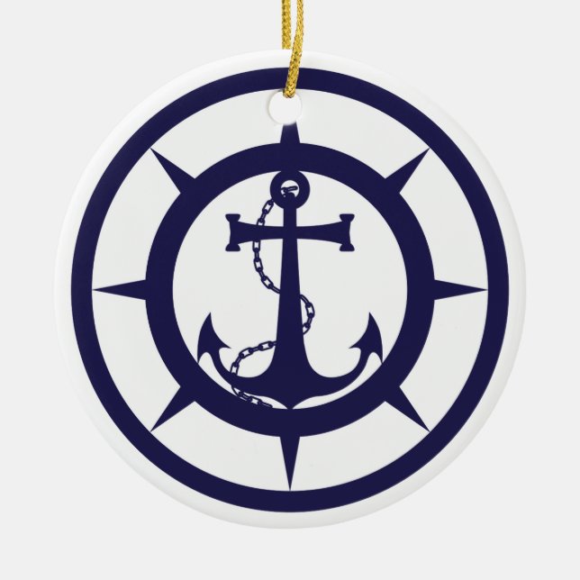 Nautical Anchor Ceramic Tree Decoration (Front)