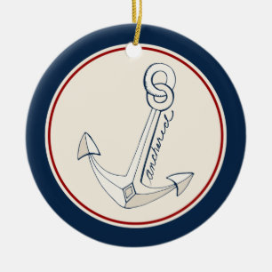 Nautical Anchor Ceramic Tree Decoration