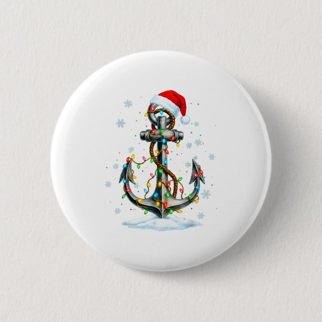 Nautical Anchor Christmas Lights Boating Sailor  6 Cm Round Badge (Front)