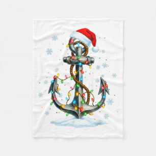 Nautical Anchor Christmas Lights Boating Sailor Fleece Blanket