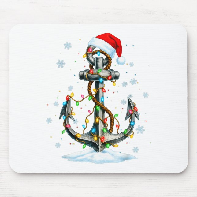 Nautical Anchor Christmas Lights Boating Sailor  Mouse Mat (Front)