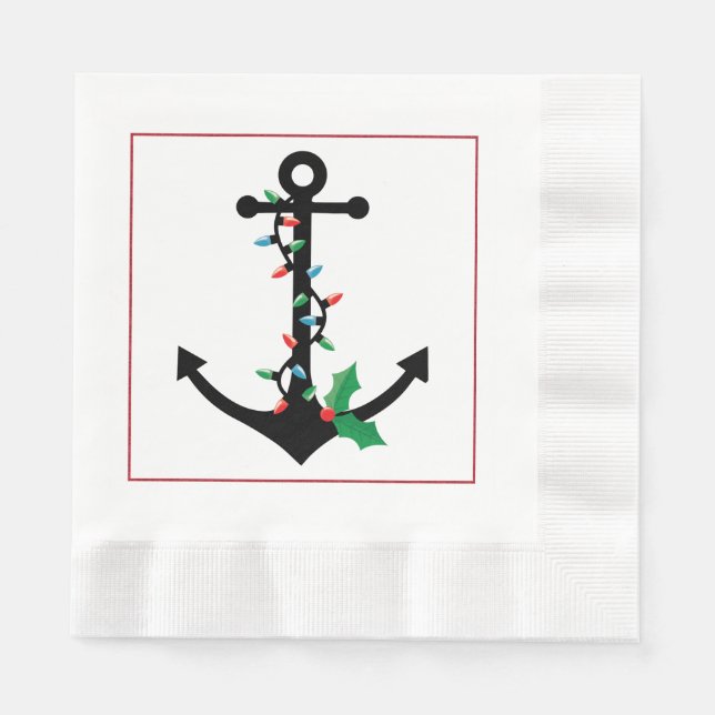 Nautical Anchor Christmas Paper Napkins (Front)