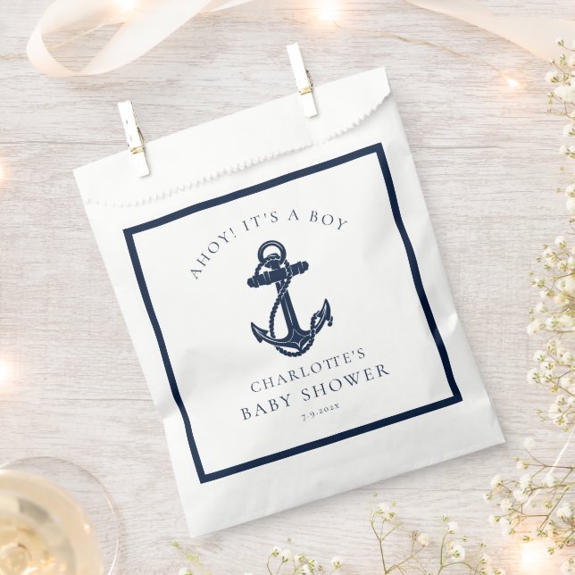 Nautical Anchor Coastal Boy Baby Shower Favour Bags (Clipped)