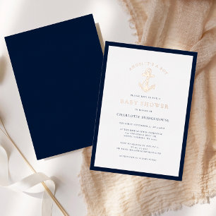 Nautical Anchor Coastal Boy Baby Shower Rose Gold