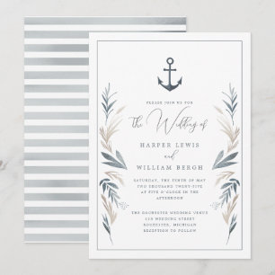 Nautical anchor coastal wedding invitation