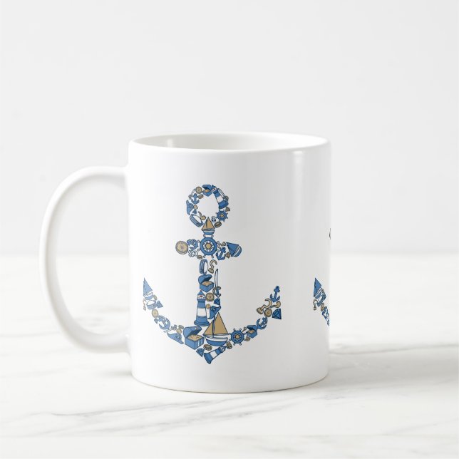 Nautical Anchor Collage Coffee Mug (Left)