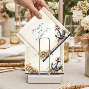 Nautical Anchor Compass Birthday Napkin