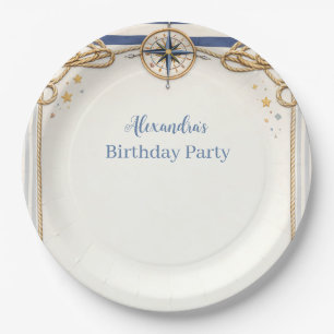 Nautical Anchor Compass Birthday Paper Plate