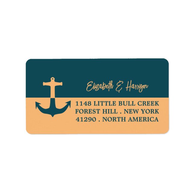 Nautical Anchor - Coral Blue - Beach Wedding Label (Front)