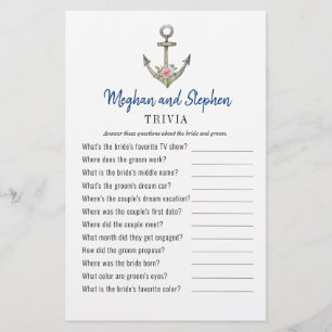 Nautical Anchor Couple's Shower Trivia games