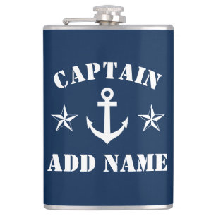 Nautical anchor custom boat captain name drink fla hip flask